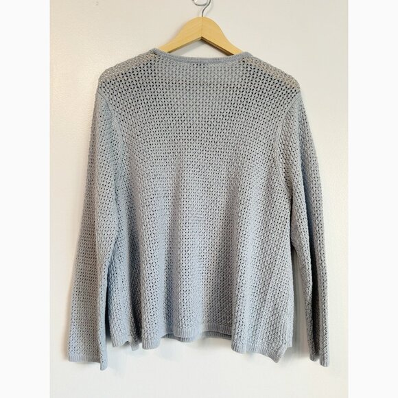 J. Jill Open Knit Lace Up Sweater Women’s Size M Gray Boho Coastal - Picture 4 of 11